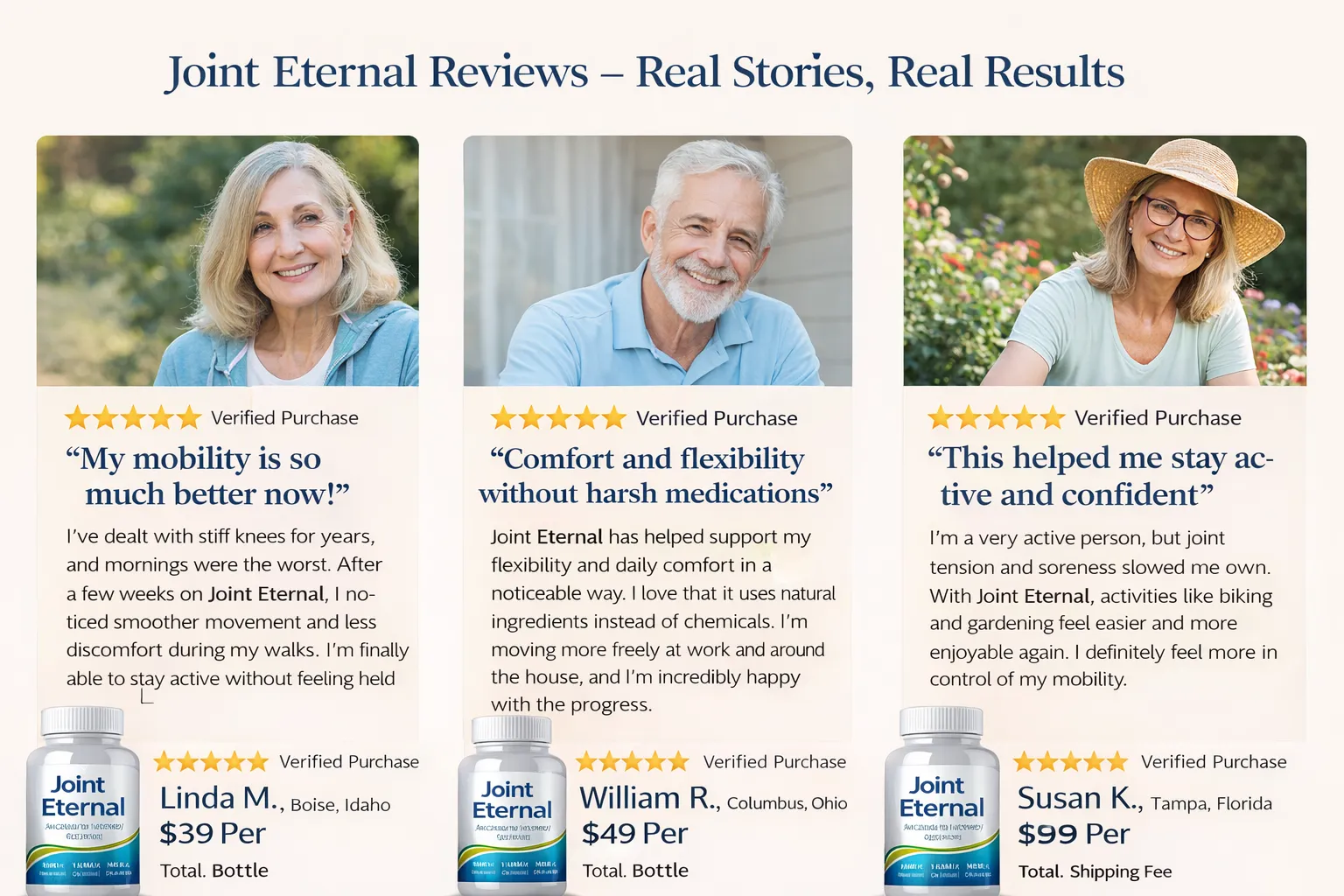 Joint Eternal supplement customer reviews and testimonials